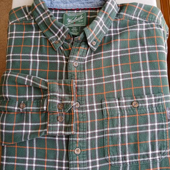 Woolrich Other - Woolrich Green Flannel Button-up Shirt Mens XL plaid LS white red-orange warm